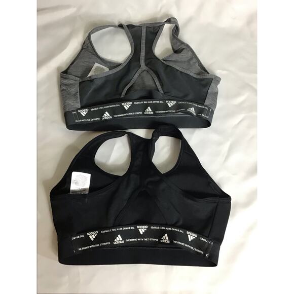 Adidas Women Sports Bras Lot of 2 Size Small & Medium NWOT Gray & Black Gym Wear - Picture 3 of 9